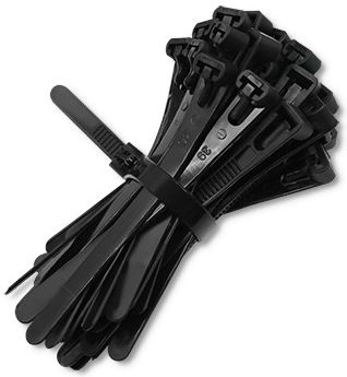 Wiederverwendbarer Kabelbinder Selbstsperrend Qoltec 7,2 × 100 mm UV-beständiges Nylon Schwarz