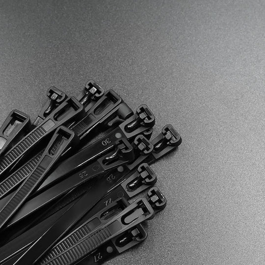 Cleme de cablu reutilizabile cu autoblocare Qoltec 7.2 × 150 mm rezistente la UV din nylon negru