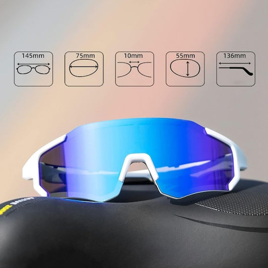 Rockbros Γυαλιά Ποδηλασίας με Μπλε Σκελετό και Polarized / Διάφανους Φακούς