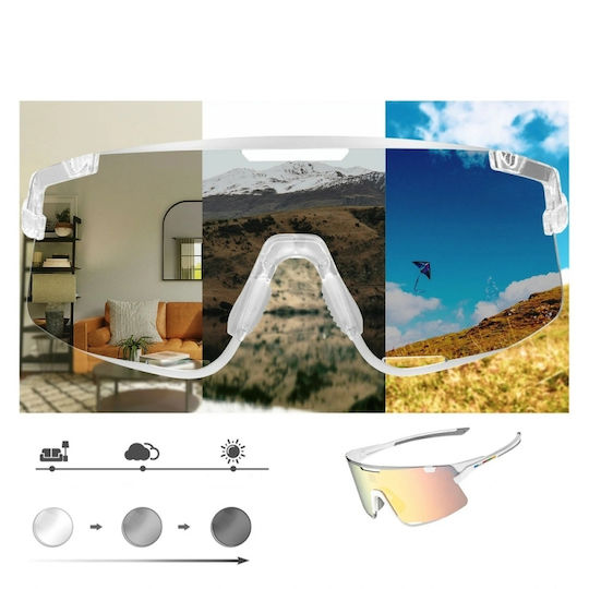 Rockbros Ochelari de Ciclism cu Ramă Galbenă și Lentile Transparente / Fotocromice / Polarizate