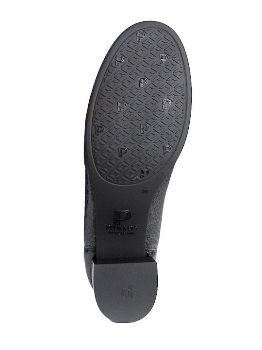 Leder Pumps mit Mittelhohem Absatz Schwarz