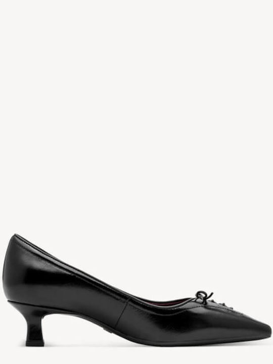 Leder Pumps mit niedrigem Absatz Schwarz