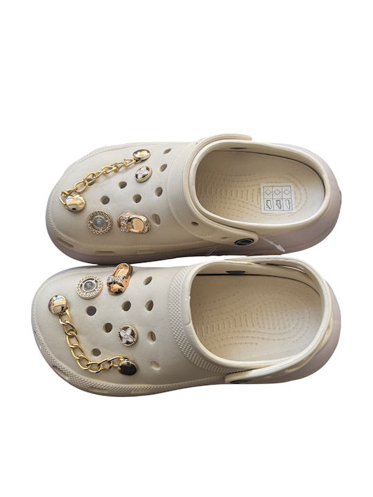 Cubanitas Women's Beige Clogs