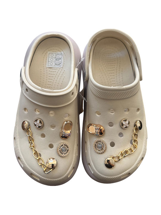Cubanitas Women's Beige Clogs