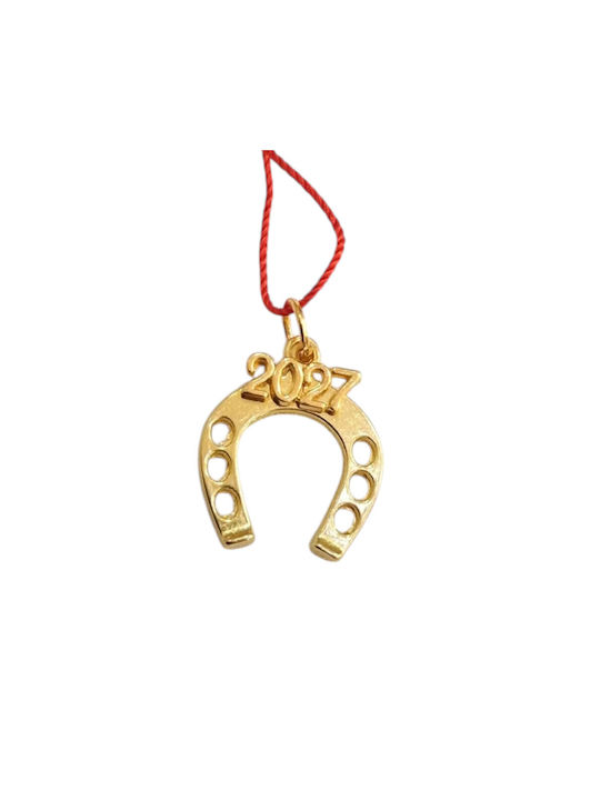 Kalliopi Silver Handmade Hanging New Year's Lucky Charm Horseshoe Gold 2027 2x3cm