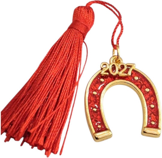 Kalliopi Silver Handmade Hanging New Year's Lucky Charm Horseshoe Red 2027 3x3cm Kalliopi Silver Handmade Hanging New Year's Lucky Charm Horseshoe Red 2027 3x3cm