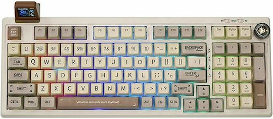 Epomaker RT100 Безжична Гейминг Инженеринг Клавиатура 96% с Custom управление и RGB осветление Английски (САЩ) Бяла
