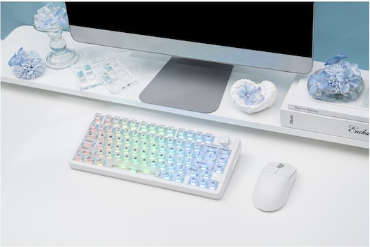 Epomaker HE75 V2 Безжична Hall Effect Гейминг Клавиатура 75% с Магнитни Управления и RGB Осветление Английски (САЩ) Бяла