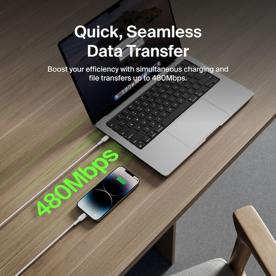Belkin Boostcharge USB-C la Lightning Cablu 2m CAA022HQ2MWH