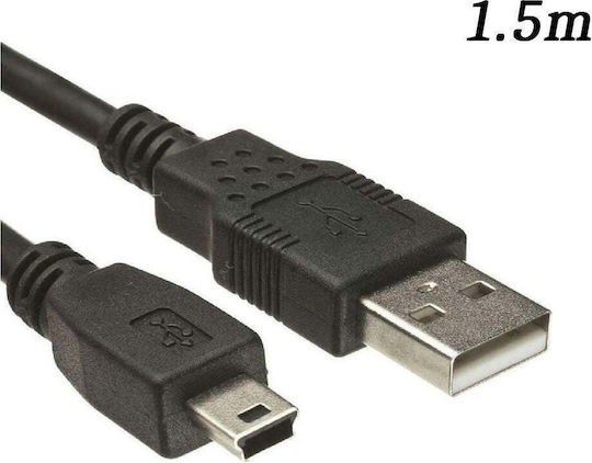 USB 2.0 Кабел USB-A Мъжки - Мини USB-A Мъжки Черен 1.5м 13569