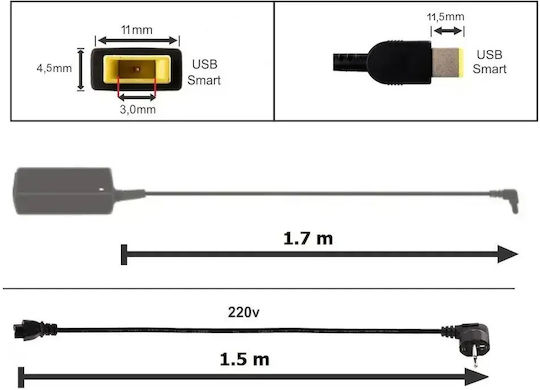 Lenovo Laptop-Ladegerät 20V 3,25A 65W Stecker 11,0x3,0mm Mentor Premium