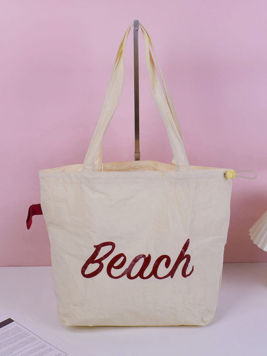 White Fabric Beach Bag