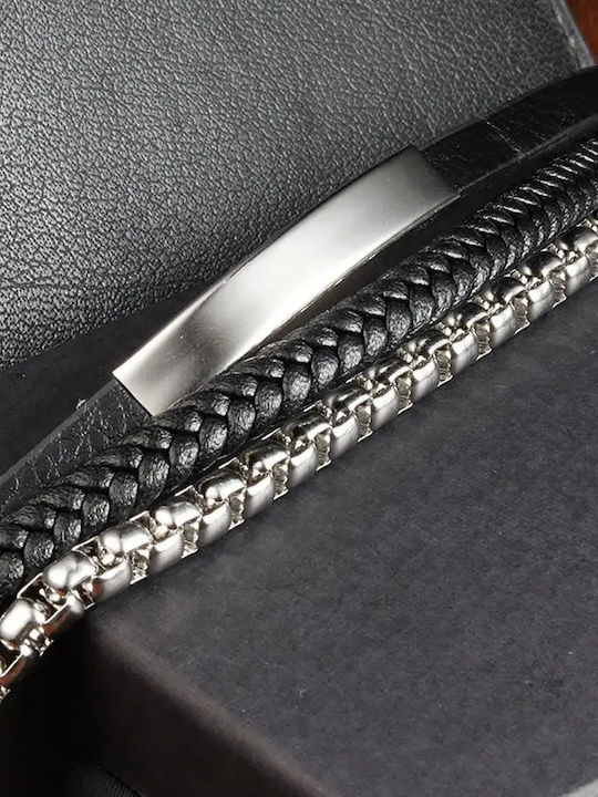 Legend Accessories Ανδρικό Βραχιόλι Αλυσίδα από Δέρμα