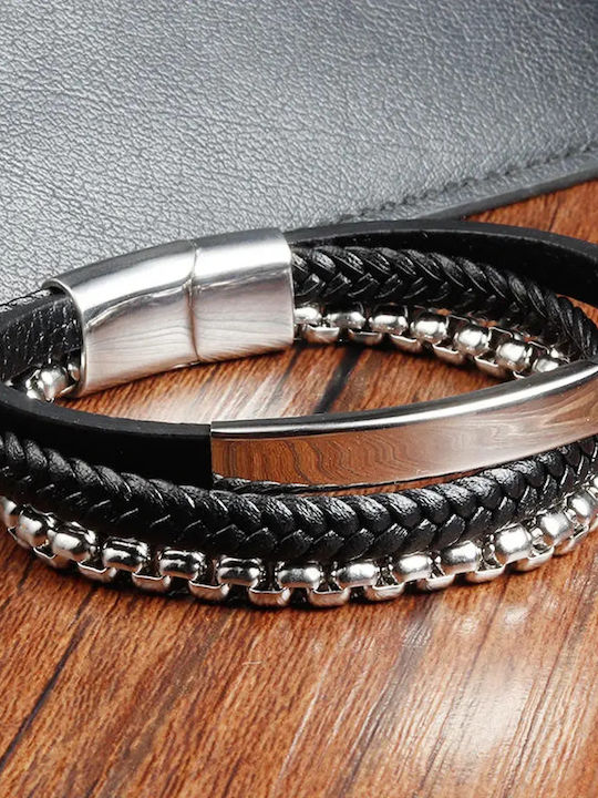 Legend Accessories Ανδρικό Βραχιόλι Αλυσίδα από Δέρμα