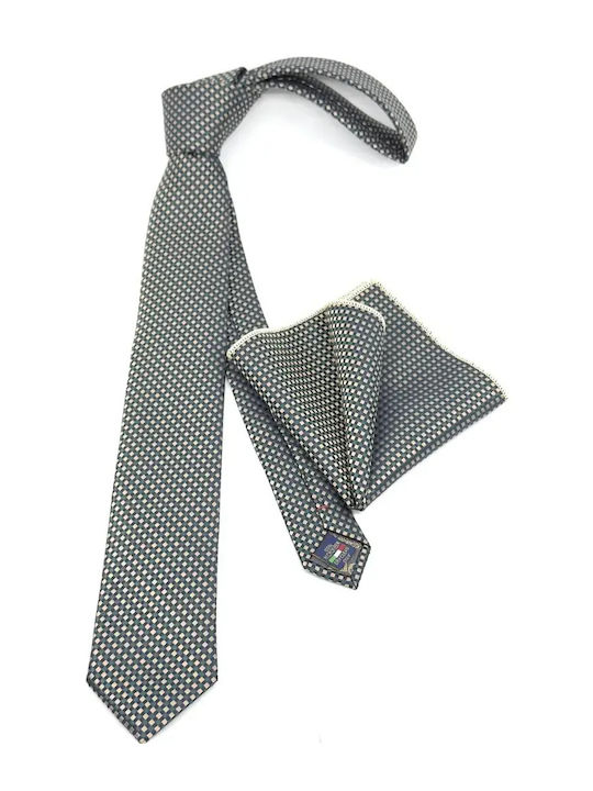 Legend Accessories Σετ Ανδρικής Γραβάτας με Σχέδια σε Γκρι Χρώμα