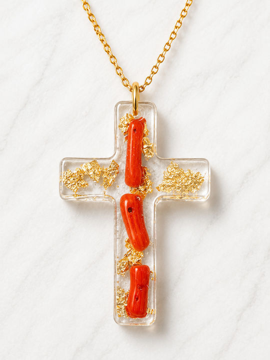 Elle Cross from Gold Plated Steel with Chain