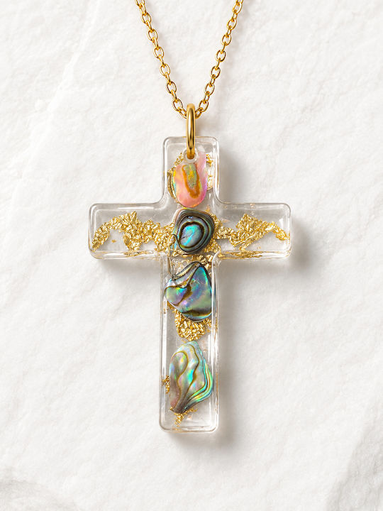 Elle Cross from Gold Plated Steel with Chain