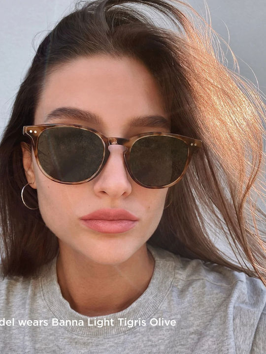 Meller Banna Ochelari De Soare Unisex Cu Ramă Din Plastic Tigris Olive Polarized
