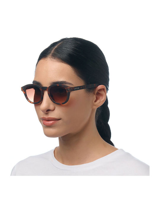Okkia Unisex Ochelari De Soare Cu Culoare Maro Tortoise Cadru Și Culoare Maro Degrade Lentile OK048CH