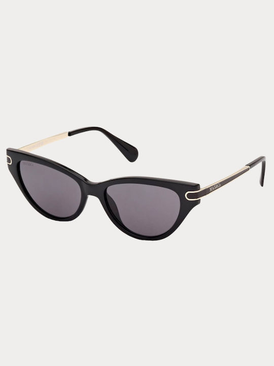 Max & Co Women's Sunglasses with Black Plastic Frame and Black Lens