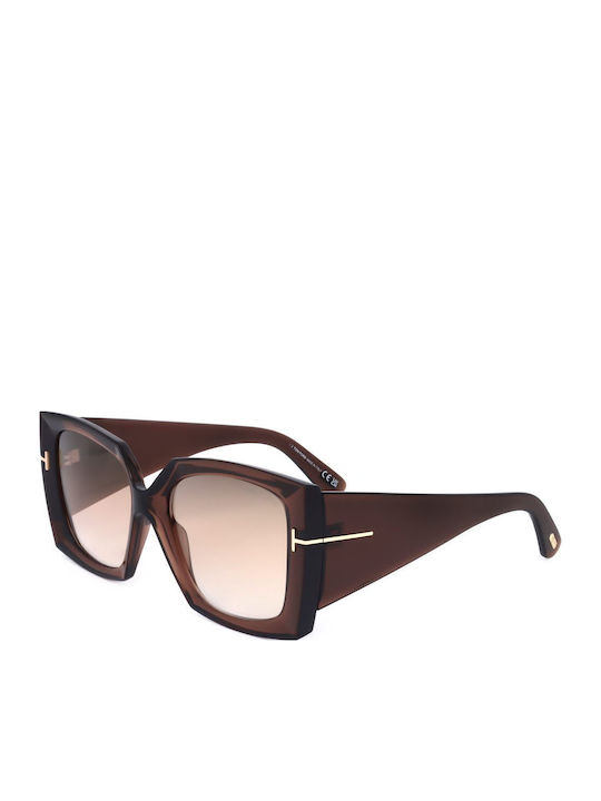 Tom Ford Tom Ford Women's Sunglasses with Brown Horn-Rimmed Frame and Brown Gradient Lenses