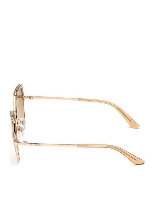 Guess Feminini Ochelari de soare cu Rose Gold Cadru și Maro Degradati Oglindă Lentilă GU7736 57G