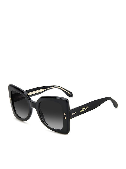 Isabel Marant Women's Sunglasses with Black Horn-Rimmed Frame and Black Lens