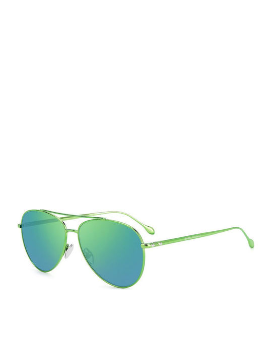 Isabel Marant Women's Sunglasses with Gold Frame and Green Lens