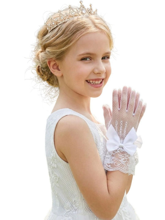 Set Kids Gloves Knitted White 2 Pieces