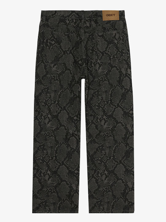 Herren Jeanshose Baggy Schlangenprint