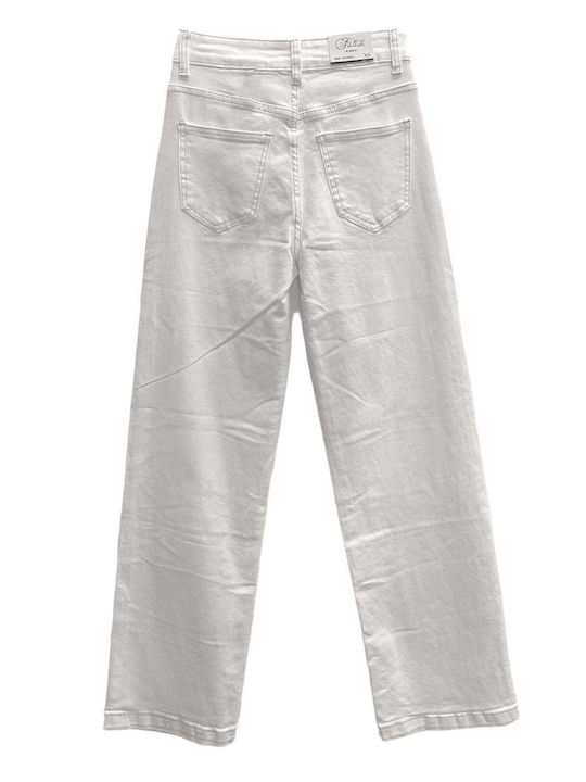 Blugi damă Jean pantaloni în linie dreaptă albi