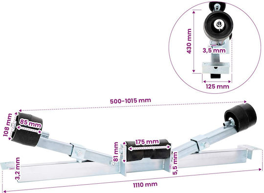 Boat Trailer Lower Support 90.5 X 12 X 32 Cm Silver 42039148 Silver