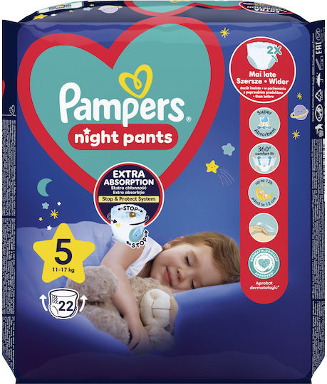 Pampers Πάνες Βρακάκι Night Pants No. 5 για 12-17kg 22τμχ