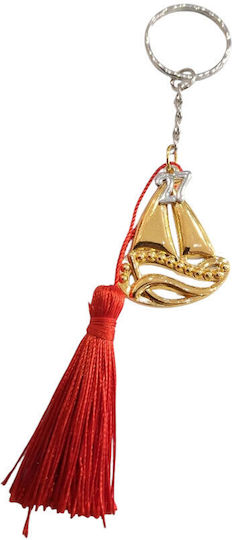 Handgefertigter Glücksbringer-Schlüsselanhänger 2027 Federn Gold Groß Boot 2027-gf3048