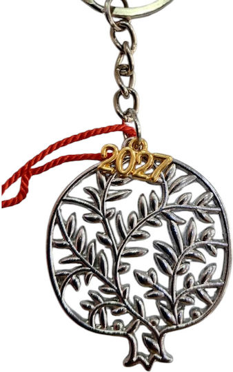 Handgefertigter Glücksbringer-Schlüsselanhänger 2027 Funda Silber Granatapfel Zweig Olive 2027-gf3043 Handgefertigter Glücksbringer-Schlüsselanhänger 2027 Funda Silber Granatapfel Zweig Olive 2027-gf3043