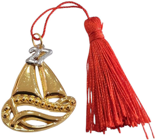 Handmade Lucky Charm 2027 Gold Tassel Large Boat 3.5x5cm 2027-gf3014