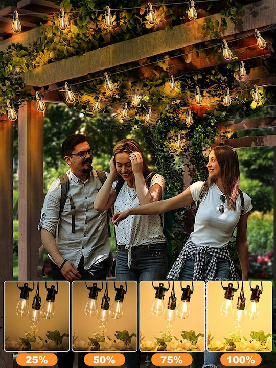Garden LED Garland S14 45 M 48 Bulbs IP65 2700K Warm White