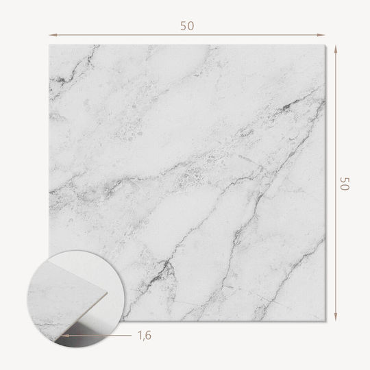 Set de plăci PVC Decorare Bucătărie Sau Baie Alb Elegant Marmură 4x50x50 Bucăți