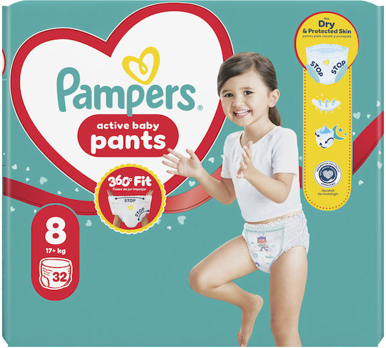 Pampers Πάνες Βρακάκι Pants No. 8 για 17+kg 32τμχ
