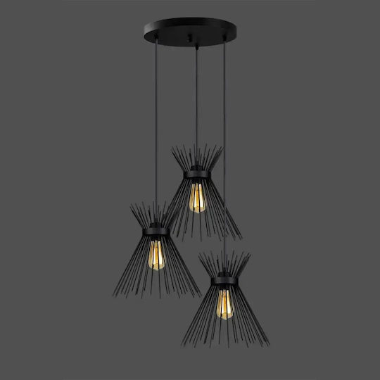 Lumină Suspendată Alb Negru 3 Globuri Homs Ro180-11181