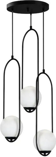 Lumină Suspendată 3 Globuri Negre Albe Homs Ro180-11113