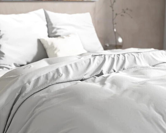 Dream House Set Husă pentru pilotă din flanelă 200x220cm Dublă cu 2 fețe de pernă White Color