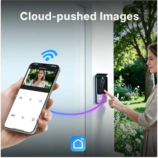 Smart Video Interfon 1 Familie Mentor Svk474w 4 Fire WiFi Card Pin Tuya 7 Inch Ips Dvr Fhd 2mp Ik08 Alb