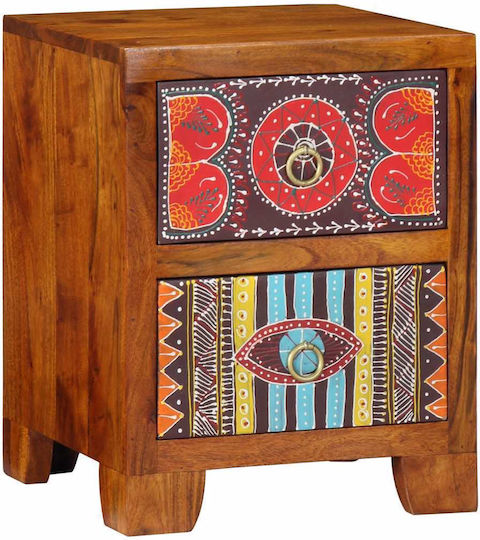 Нощни Шкафчета От Масивно Дърво Бежови 2 Бройки 35x35x45см