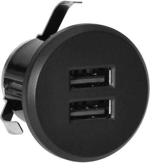 Φορτιστής 2xusb Τύπου Α 3,4a Ενσωμάτωση Στην Επιφάνεια Εργασίας Μαύρος