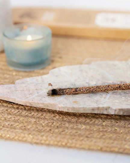 Stone Base for Incense Sticks or Cones Leaf Shape Leaf Natural 25cm
