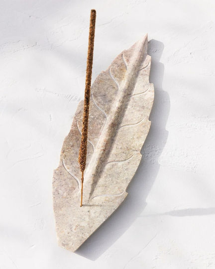 Stone Base for Incense Sticks or Cones Leaf Shape Leaf Natural 25cm