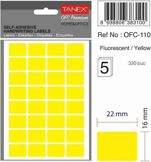 Selbstklebende Etiketten 16 X 22 Mm 160 Stück Set Tanex Fluoreszierendes Gelb