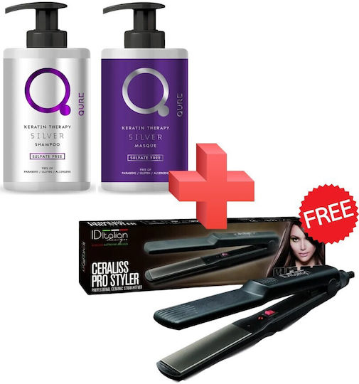 Qure Therapy Bundle ID9500 Placă de Îndreptat Părul cu Plăci Ceramice
