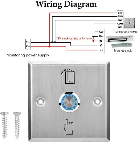 Mentor Acs033 Buton De Ieșire Control Acces Fără Com 12v Încastrat Iluminat Oțel